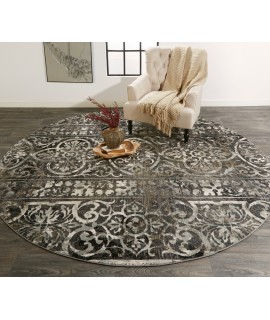 Feizy Kano Rug 8'-9 x 8'-9 Round 3871F CHARCOAL/IVORY