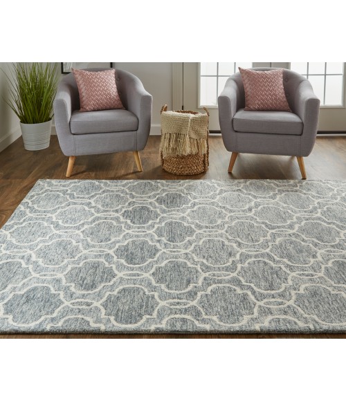 Feizy Belfort 8698775F Blue/Gray/Ivory 10' x 14' Rectangle Area Rug
