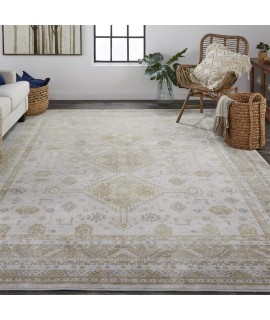 Feizy Aura Rug 3'-11 x 6' Rectangle 3738F GOLD/IVORY