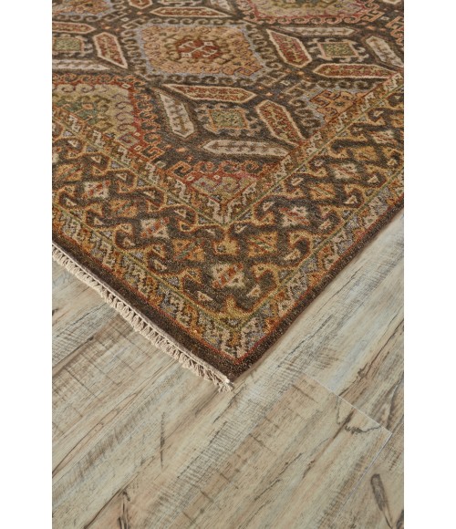 Feizy Ashi 5276127F Brown/Taupe/Orange 5'-6 x 8'-6 Rectangle Area Rug