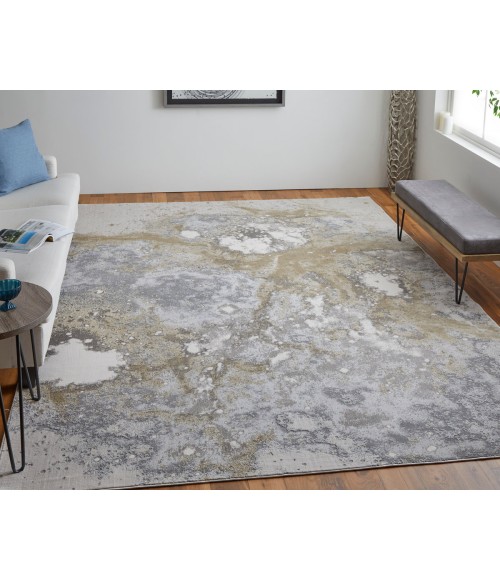 Feizy Astra ARA39L3F Gray/Gold/Ivory 1'-8 x 2'-10 Rectangle Area Rug