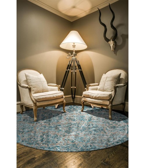 Feizy Keats 6523475F Blue/Taupe/Ivory 8'-9 x 8'-9 Round Area Rug