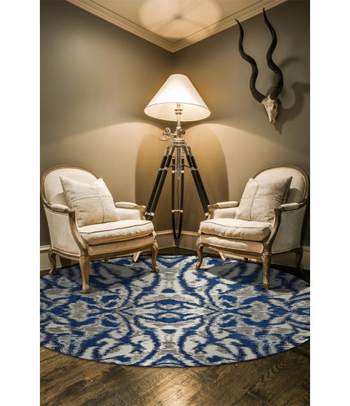 Feizy Milton 6533467F Blue/Taupe/Ivory 8'-9 x 8'-9 Round Area Rug