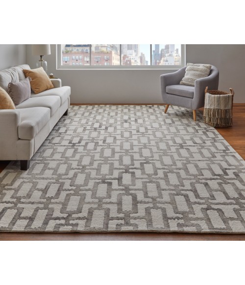 Feizy Lorrain 6108919F Ivory/Taupe 10' x 10' Round Area Rug
