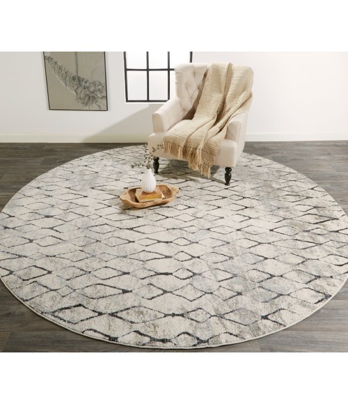 Feizy Kano 8643872F Ivory/Gray/Taupe 8'-9 x 8'-9 Round Area Rug