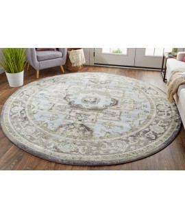 Feizy Katari Rug 8' x 8' Round 3377F TAUPE/CASTLE