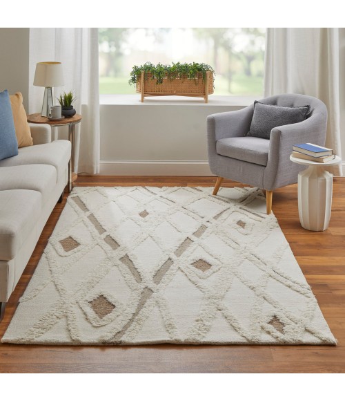 Feizy Anica ANC8008F Ivory/Taupe/Brown 12' x 15' Rectangle Area Rug