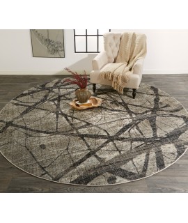 Feizy Kano Rug 8'-9 x 8'-9 Round 3877F CHARCOAL/GRAY