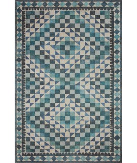 Loloi Malik MAL-09 IVORY / OCEAN Area Rug 3 ft. 9 in. X 3 ft. 9 in. Round