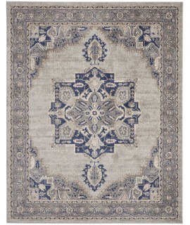 Nourison Tranquil(Traql) - Tra14 Grey Navy Area Rug 7 ft. X 10 ft. Rectangle