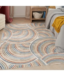 Nourison Astra Washables - Asw08 Ivory Multicolor Area Rug 6 ft. 7 in. X 9 ft. Rectangle