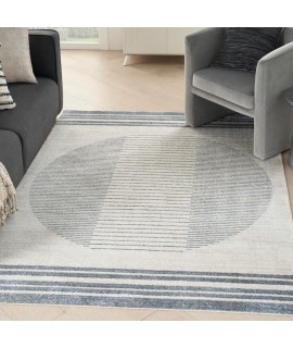 Nourison Astra Washables - Asw05 Ivory Blue Area Rug 6 ft. 7 in. X 9 ft. Rectangle